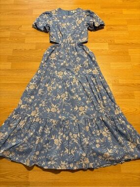 knee length dresses for ladies Smocked Tiered Midi Dress: Elevate Your Wardrobe Dusty Blue / Large